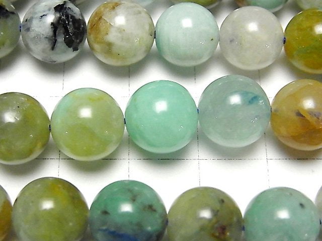 [Video] Chrysocolla Quartz Round 10mm half or 1strand beads (aprx.15inch/38cm)