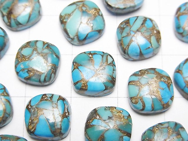 [Video] Blue Copper Turquoise AAA Square Cabochon 10x10mm 2pcs