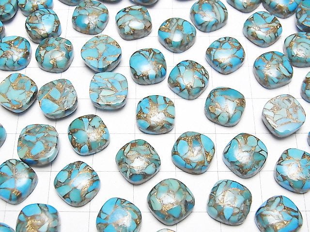 [Video] Blue Copper Turquoise AAA Square Cabochon 10x10mm 2pcs