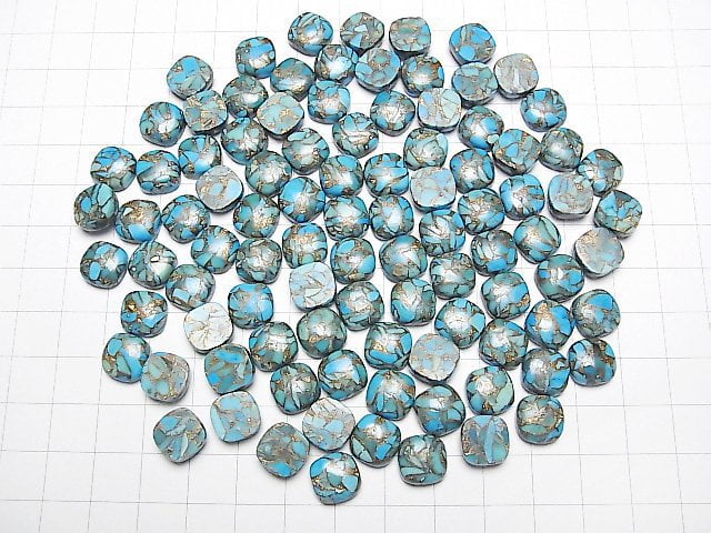 [Video] Blue Copper Turquoise AAA Square Cabochon 10x10mm 2pcs