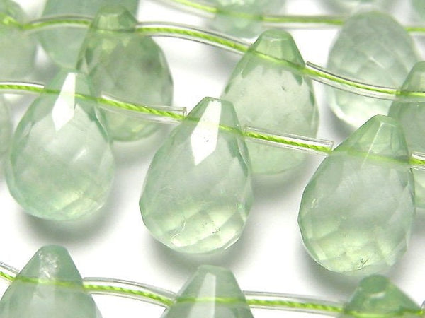 [Video] Green Fluorite AAA- Drop Faceted Briolette 18x13x13mm 1strand beads (aprx.6inch/15cm)