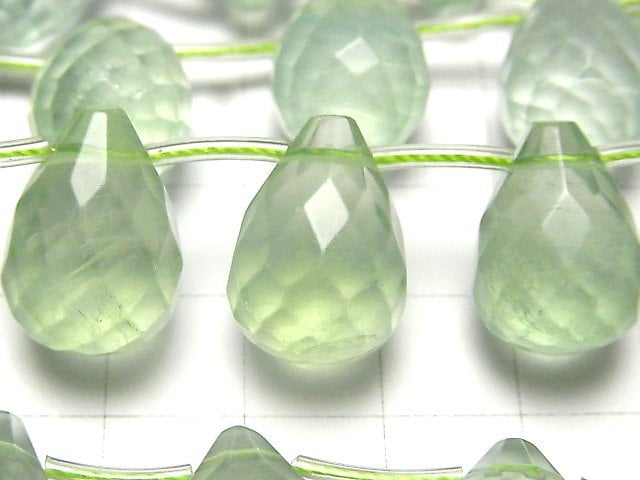 [Video] Green Fluorite AAA- Drop Faceted Briolette 18x13x13mm 1strand beads (aprx.6inch/15cm)