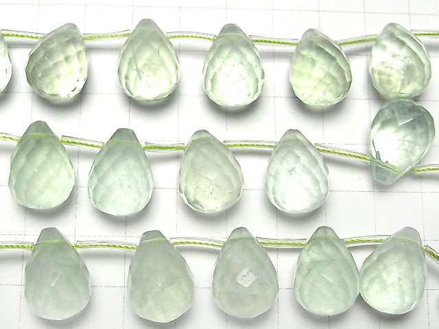 [Video] Green Fluorite AAA- Drop Faceted Briolette 18x13x13mm 1strand beads (aprx.6inch/15cm)