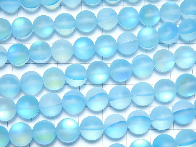 Frost Aqua Blue Luna Flash Round 10mm 1strand beads (aprx.14inch/35cm)