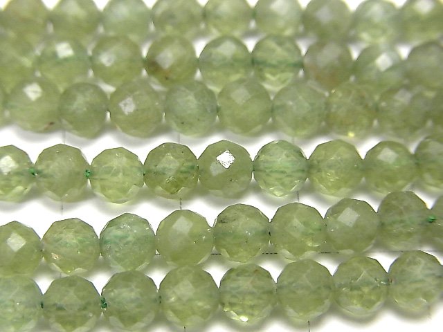 High Quality! Green Apatite AA+ Faceted Round 5mm 1strand beads (aprx.14inch / 35cm)