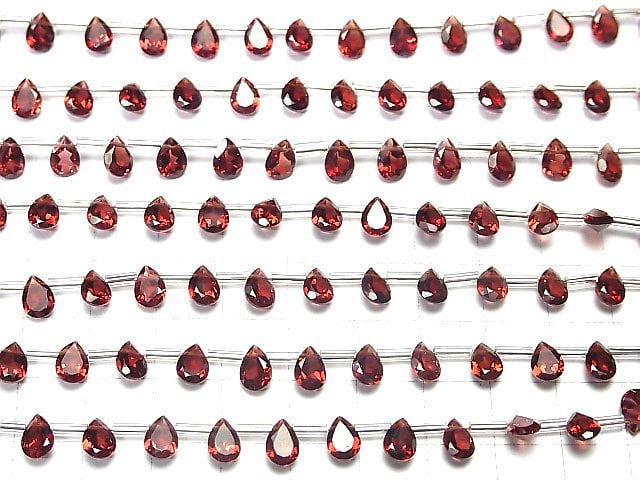 [Video] High Quality Mozambique Garnet AAA Pear shape Faceted 7x5mm 1strand (18pcs)