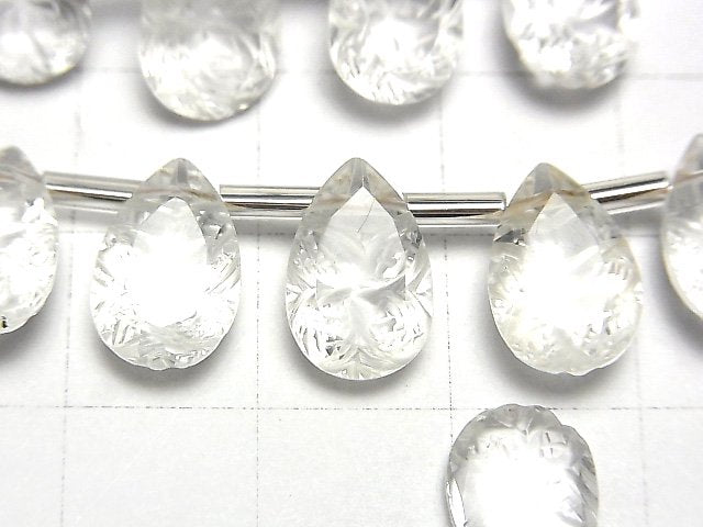 [Video] High Quality Crystal AAA Carved Pear shape Faceted 12x8mm 1strand (8pcs)