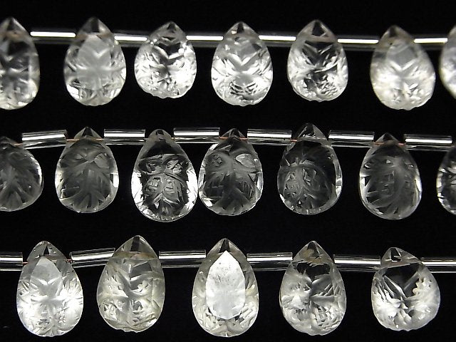 [Video] High Quality Crystal AAA Carved Pear shape Faceted 12x8mm 1strand (8pcs)