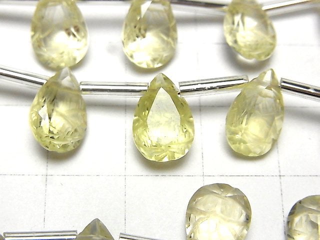 [Video] High Quality Lemon Quartz AAA Carved Pear shape Faceted 12x8mm 1strand (8pcs)