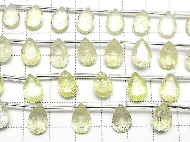高品質檸檬石英 AAA 刻面梨形刻面 12x8mm 半串或 1 串珠子 (8 顆)
