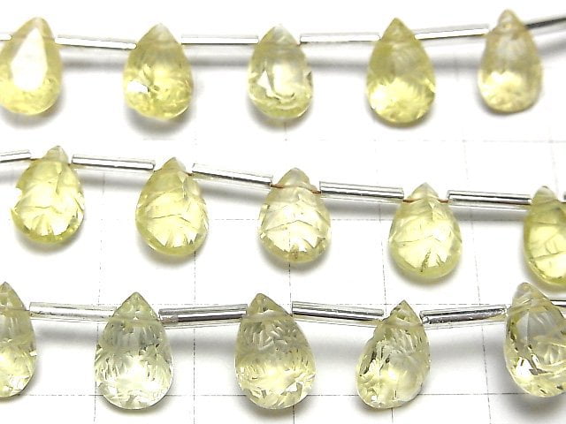 [Video] High Quality Lemon Quartz AAA Carved Pear shape Faceted 12x8mm 1strand (8pcs)