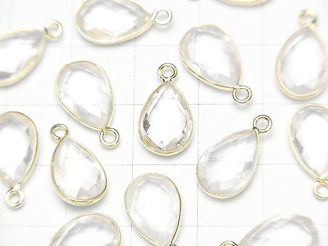 [Video] High Quality Rose Quartz AAA Bezel Setting Faceted Pear Shape 13x9mm 18KGP [Light Color] 2pcs