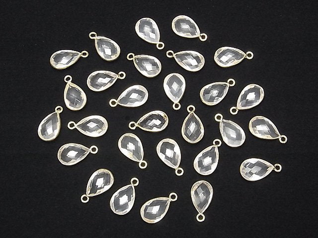 [Video] High Quality Rose Quartz AAA Bezel Setting Faceted Pear Shape 13x9mm 18KGP [Light Color] 2pcs