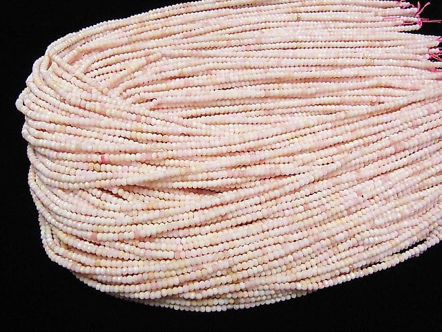 [Video] High Quality! Pink Opal AA+ Faceted Button Rondelle 3x3x1.5mm 1strand beads (aprx.15inch / 37cm)