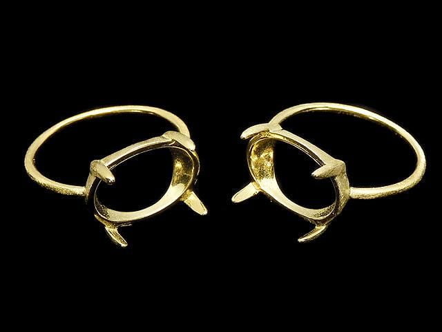 [Video] Silver925 Ring Frame (Prong Setting) Horizontal Oval 14x10mm Hairline 18KGP 1pc