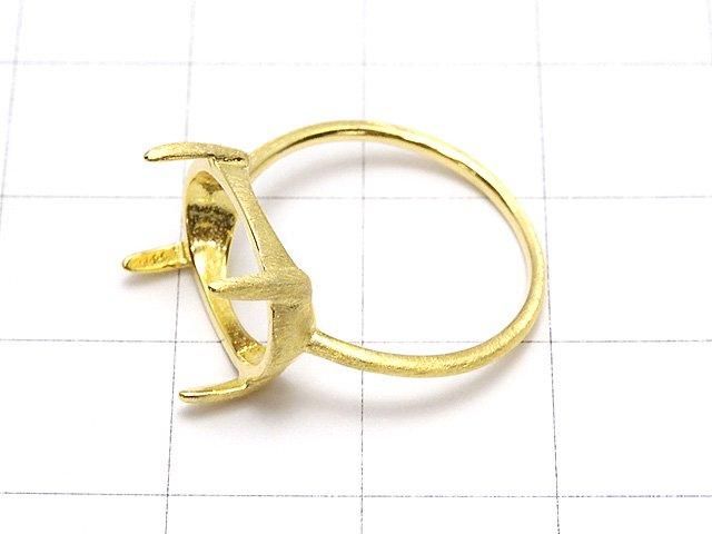 [Video] Silver925 Ring Frame (Prong Setting) Horizontal Oval 14x10mm Hairline 18KGP 1pc