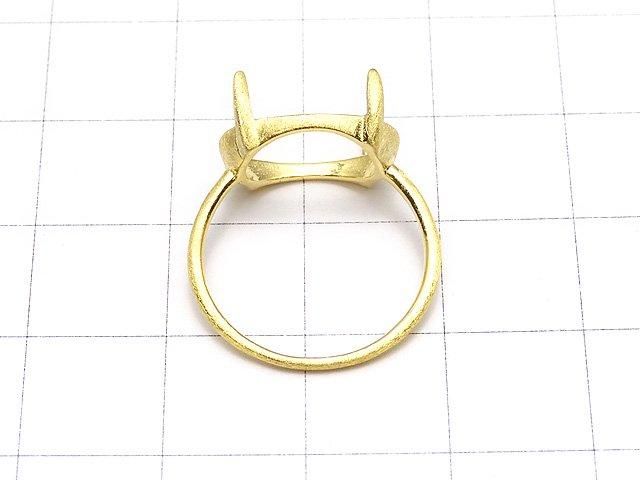 [Video] Silver925 Ring Frame (Prong Setting) Horizontal Oval 14x10mm Hairline 18KGP 1pc