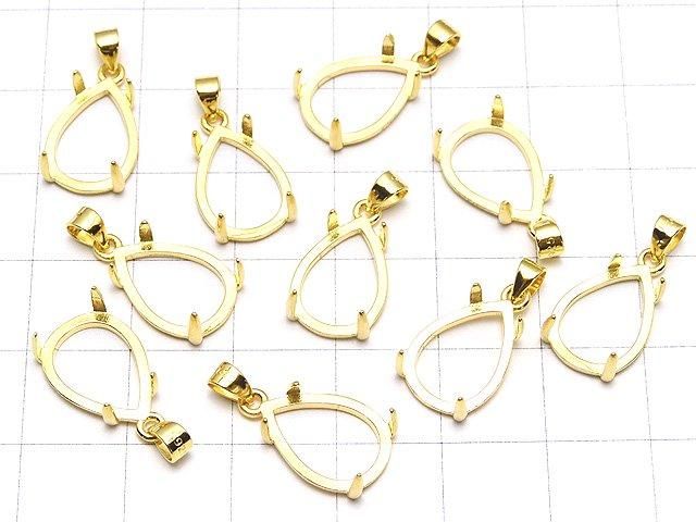 [Video] Silver925 Pendant Frame, Pear Shape, 14x10mm, Hairline Finish, 18KGP, 1pc