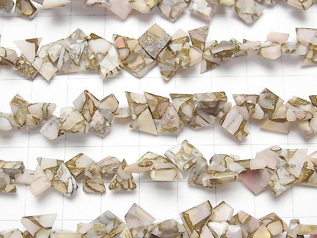 [Video] Copper Pink Opal AAA Rough Slice Faceted 1strand beads (aprx.5inch / 13cm)