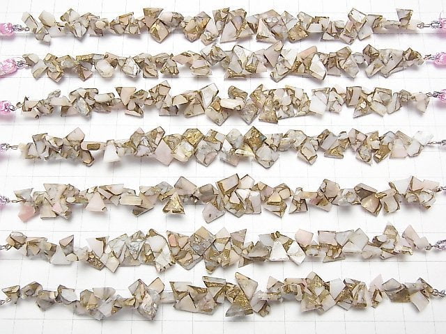 [Video] Copper Pink Opal AAA Rough Slice Faceted 1strand beads (aprx.5inch / 13cm)