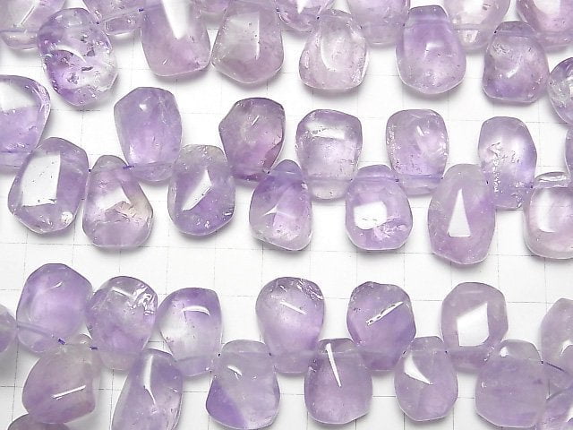 [Video] Light Color Amethyst AA+ Faceted Nugget Top Side Drilled Hole half or 1strand beads (aprx.15inch / 37cm)