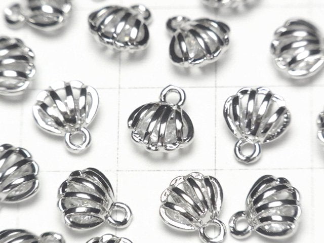 [Video] Metal Parts Shell Motif Charm 8x7mm Silver Color (with CZ) 2pcs