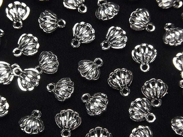 [Video] Metal Parts Shell Motif Charm 8x7mm Silver Color (with CZ) 2pcs