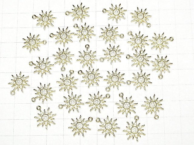 [Video] Metal parts Sun motif charm 16x14mm Gold color (with CZ) 1pc