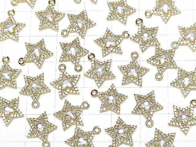 [Video] Metal Parts Star Motif Charm 13x11mm Gold Color (with CZ) 1pc