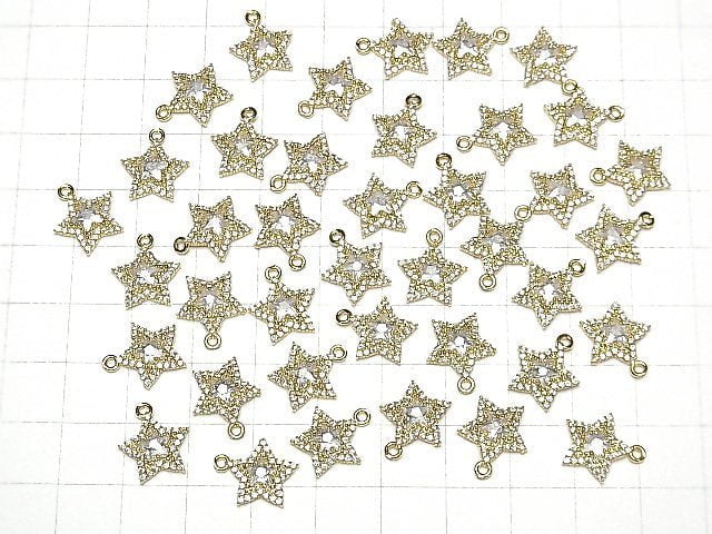 [Video] Metal Parts Star Motif Charm 13x11mm Gold Color (with CZ) 1pc