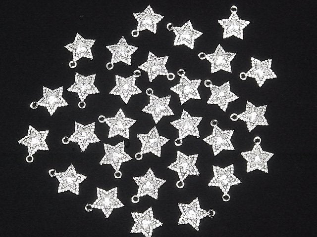 [Video] Metal Parts Star Motif Charm 13x11mm Silver Color (with CZ) 1pc