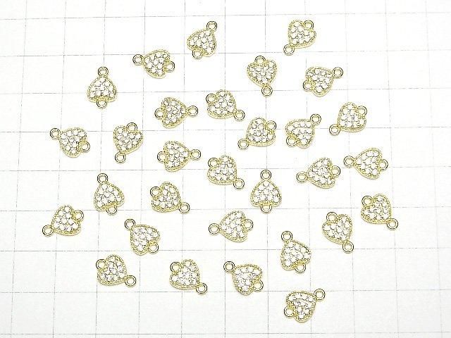 [Video] Silver925 Joint Part, Heart Motif (with CZ), 7x7.5x1.5mm, 18KGP, 1pc