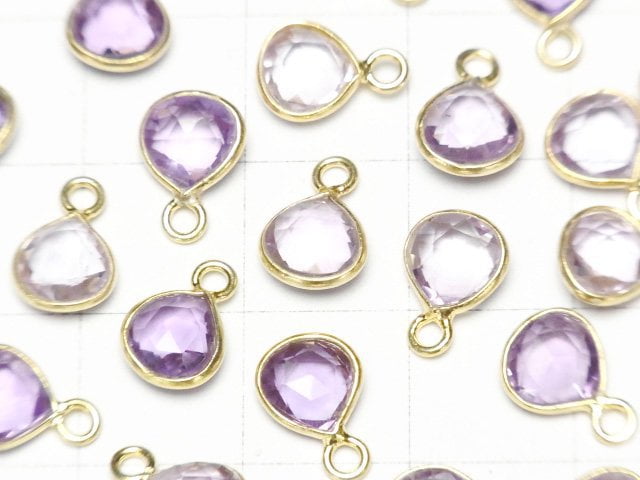[Video] High Quality Amethyst AAA Bezel Setting Chestnut Shape 7x7mm 18KGP 4pcs