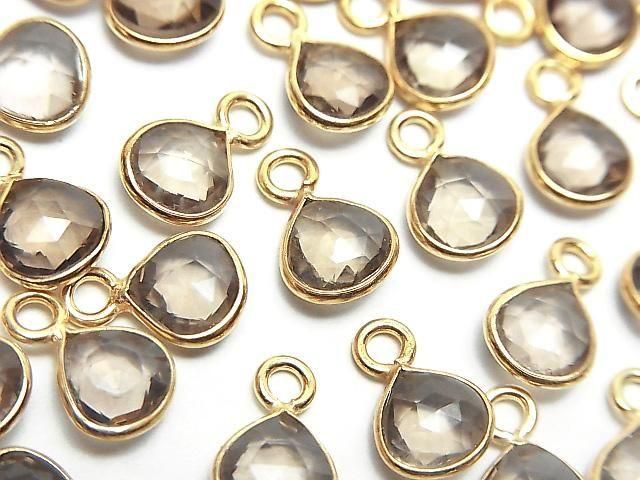 [Video]High Quality Smoky Quartz AAA Bezel Setting Chestnut 7x7mm Rose Cut 18KGP 3pcs
