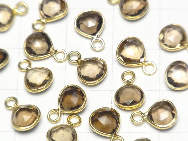 [Video] High Quality Smoky Quartz AAA Bezel Setting Chestnut Shape 7x7mm 18KGP 4pcs