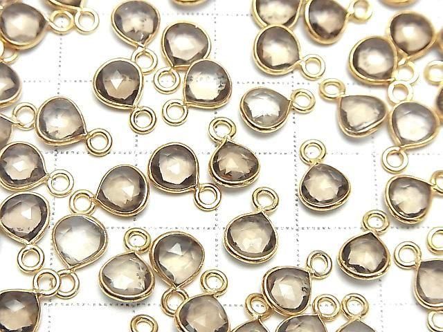 [Video]High Quality Smoky Quartz AAA Bezel Setting Chestnut 7x7mm Rose Cut 18KGP 3pcs