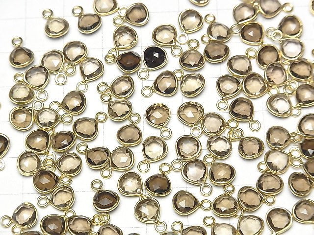 [Video] High Quality Smoky Quartz AAA Bezel Setting Chestnut Shape 7x7mm 18KGP 4pcs