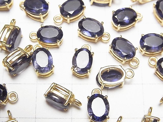 High Quality Iolite AAA Bezel Setting Oval Faceted 8x6mm 18KGP 1pc