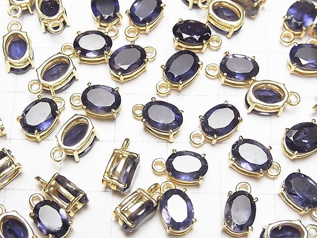 High Quality Iolite AAA Bezel Setting Oval Faceted 8x6mm 18KGP 1pc