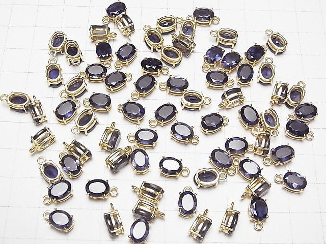 High Quality Iolite AAA Bezel Setting Oval Faceted 8x6mm 18KGP 1pc