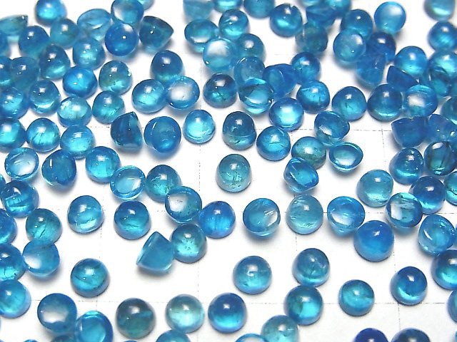 [Video] High Quality Neon Blue Apatite AA++ Round Cabochon 4x4mm 4pcs