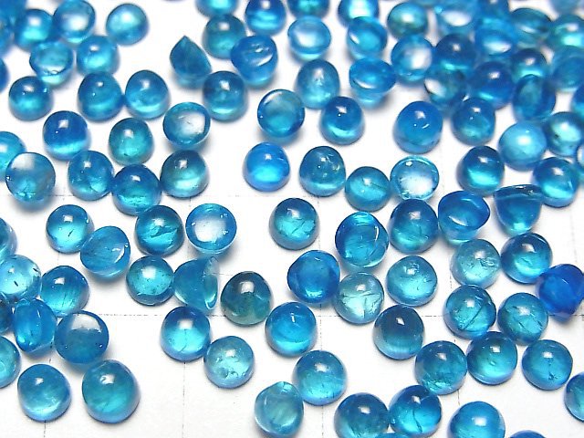 [Video] High Quality Neon Blue Apatite AA++ Round Cabochon 4x4mm 4pcs