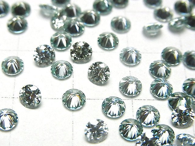 [Video] Moissanite AAA Loose stone Round Faceted 4x4mm [Blue Green] 3pcs