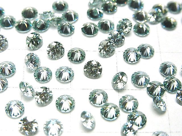 [Video] Moissanite AAA Loose stone Round Faceted 4x4mm [Blue Green] 3pcs