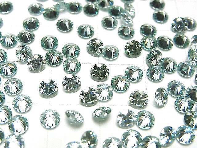 [Video] Moissanite AAA Loose stone Round Faceted 4x4mm [Blue Green] 3pcs