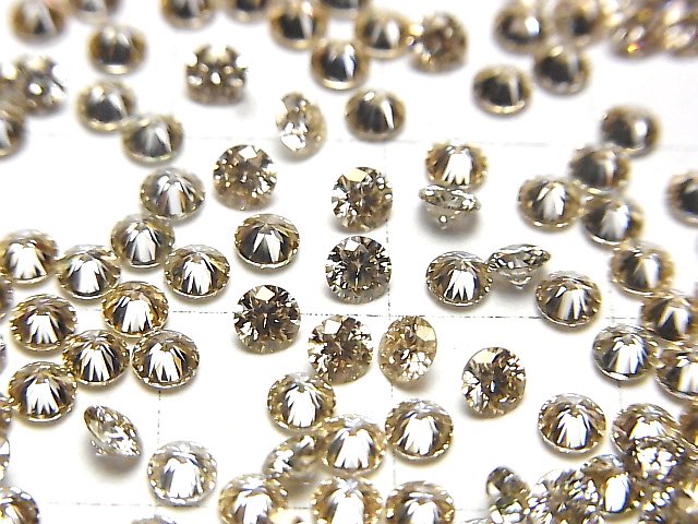 [Video] Moissanite AAA Loose stone Round Faceted 3x3mm [Champagne color] 5pcs