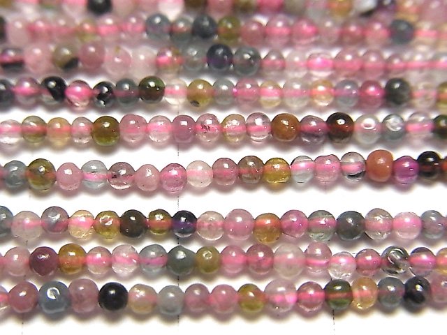 [Video] Multicolor Tourmaline AA++ Round 2mm 1strand beads (aprx.15inch / 36cm)