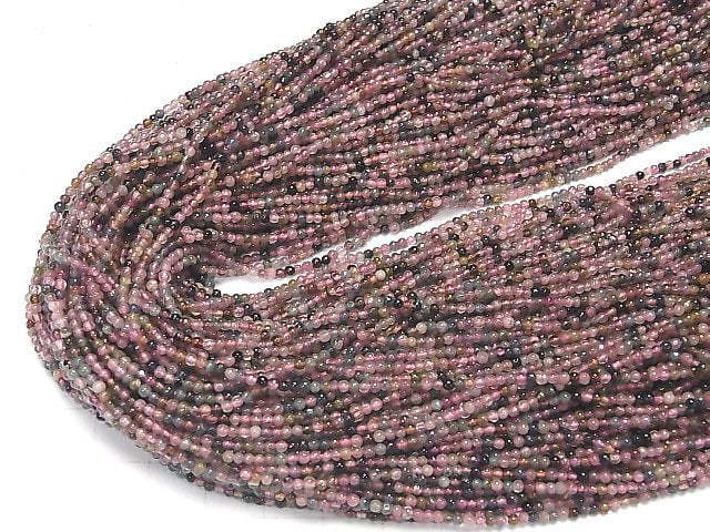 [Video] Multicolor Tourmaline AA++ Round 2mm 1strand beads (aprx.15inch / 36cm)