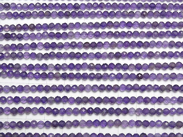 [Video] High Quality! Amethyst AA 32Faceted Round 4mm 1strand beads (aprx.15inch / 37cm)