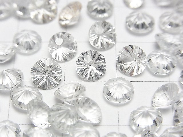 [Video] High Quality White Topaz AAA Carved Round Faceted 6x6mm 5pcs